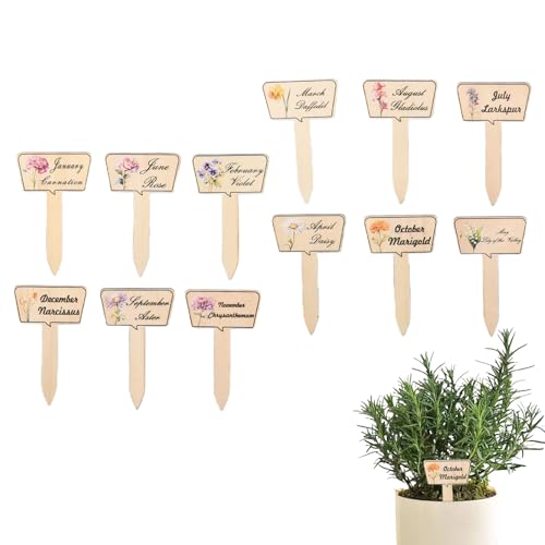 WJnflQN Marcador de jardín, 12 unidades, marcadores para plantas, etiquetas para plantas, resistentes a la intemperie para árboles