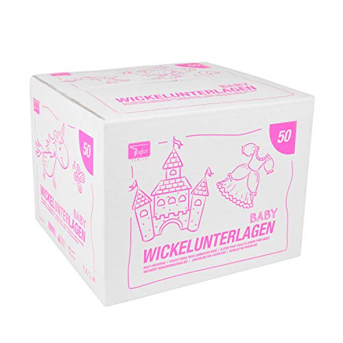 Teqler Baby-Wickelunterlagen: Wickelunterlagen mit verschiedenen Motiven für unterwegs, hygienisch mit Superabsorber 40 x 60 cm (50-er Pack)