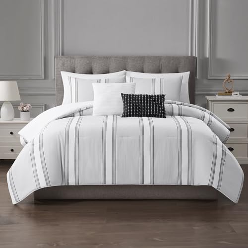 Image of Modern Threads 5-Piece Jacquard Comforter Set, Kira King in Light Blue - Elegant Comforter, 2 Pillow Shams, and 2 Decorative Pillows