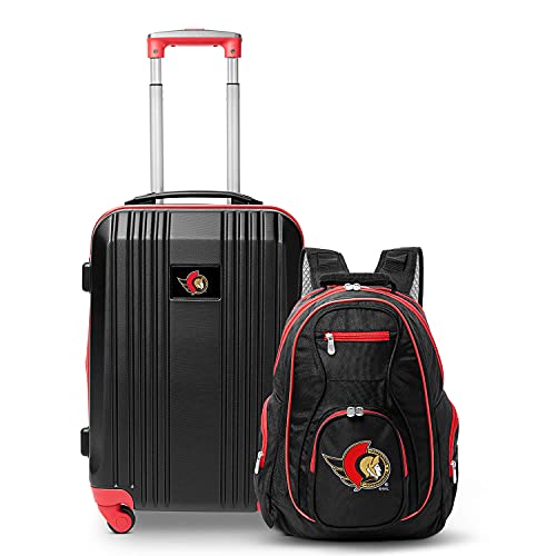 Denco Ottawa Senators 2-Piece Luggage Set, Includes 21-inch Two-Tone Hardcase Spinner and 19
