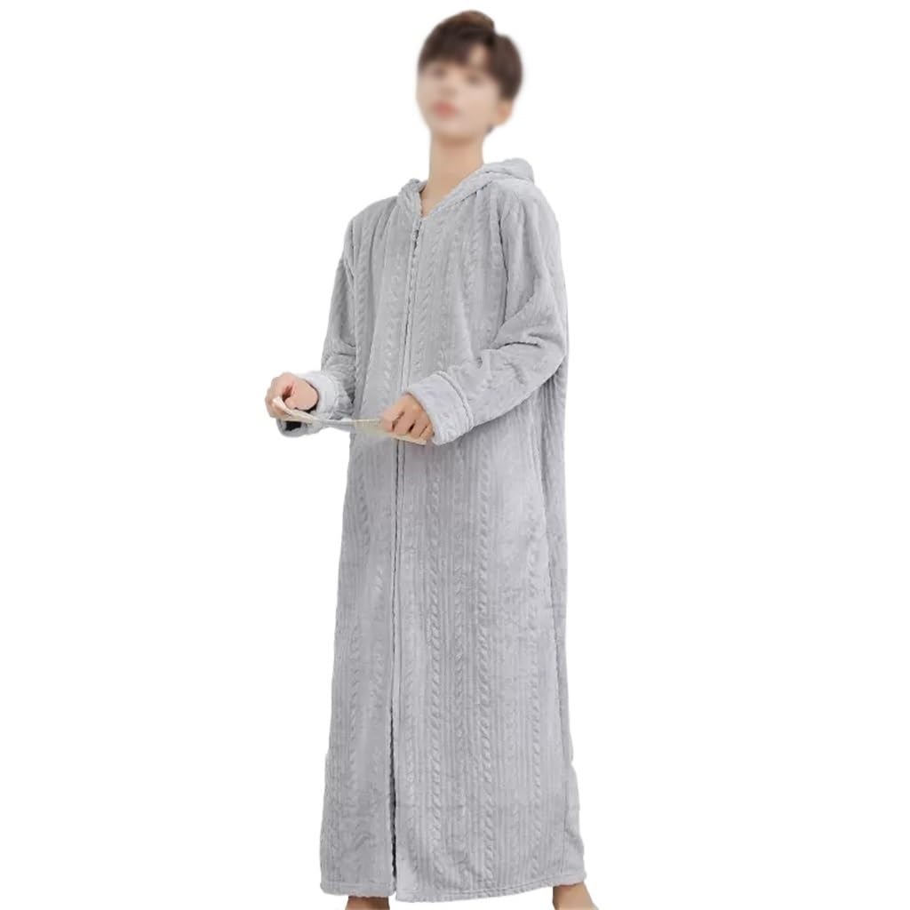 Chemise de nuit à capuche en velours corail haut de gamme peignoir long L