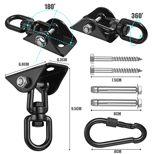 Yose 2-Pack Hammock Hanging Kit,360°Rotating 1200 Lb Capacity Heavy Duty,Hanger & Swing Hook Snap For Concrete Wood,Hammock,Veranda Seat,Chair,Swing Sets,Yoga And Gym（Without Chain ） #TOP3