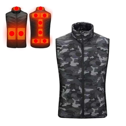 LIUHD Heated Jacket Vest,9 Zones Electric USB Winter Thermal Gilet with 3 Adjustable Temperature for Riding Hiking,Colorful,M(Bust:100CM)