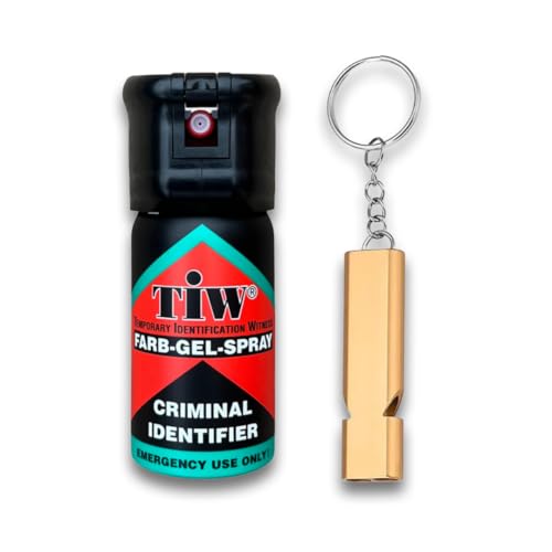 HOERNECKE TIW Spray de Défense Anti Agression 40ml + Sifflet d’Alerte – Gel Marquant Rouge Indélébile Portée 4m – 100% Légal – Format Compact...