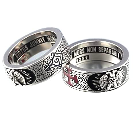 Customade Scottish Rite Master Mason Masonic 32 Degree Double Eagle Sterling Silver Ring F5992 (10)