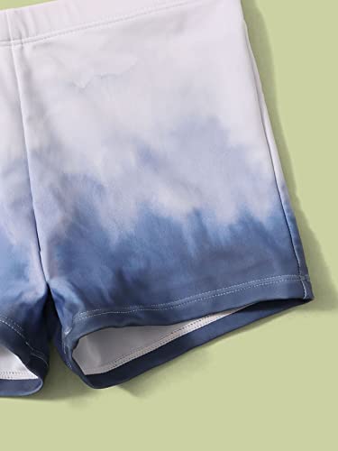 Wdirara Boy's Swim Trunks Beach Swimwear Tie Dye Elastic Waist Swim Shorts Swimsuit Blue And White 11-12Y #TOP3