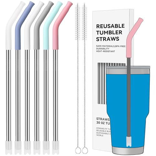 Soledea 30 oz Straight Metal Straws with Silicone Tip for