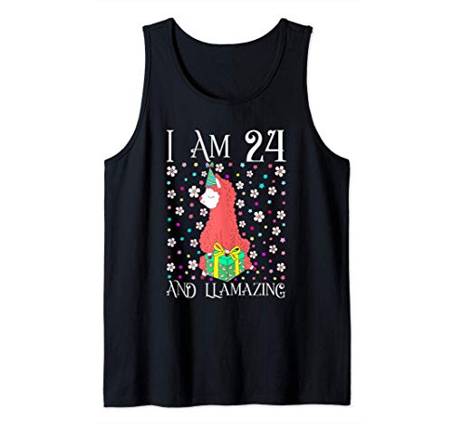 I'm 24 Llamazing Alpaca Gift Girl Llama Happy 24th Birthday Camiseta sin Mangas
