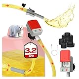 2026 Upgraded Electric Fuel Transfer Pump with Auto-Stop, 3.2 Gallon per Min, USB & Battery Powered, 51" Hose, 4 Gas & Jerry Can Adapters, Leak-Proof Gas Pump for Gasoline, Diesel and Kerosene