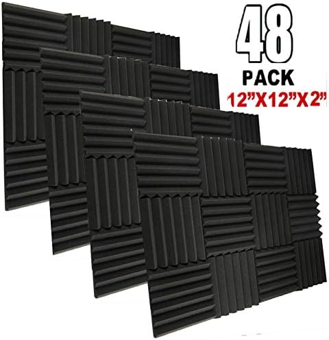 12 Pack Black&Red Acoustic Foam Panels 2" X 12" X 12" Soundproofing Studio Foam Wedge Tiles Fireproof - Top Quality - Ideal for Home & Studio Sound Insulation (12Pack, Black&Red)