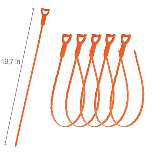 7 Pack Hair Drain Clog Cleaning Tool, ONEHERE Drain Hair Clog Remover Tool, Drain Augers Hair Catcher Tools for Kitchen, Sink Bathroom, Tub Toilet. (2 Stainless Steel and 5 Plastic)