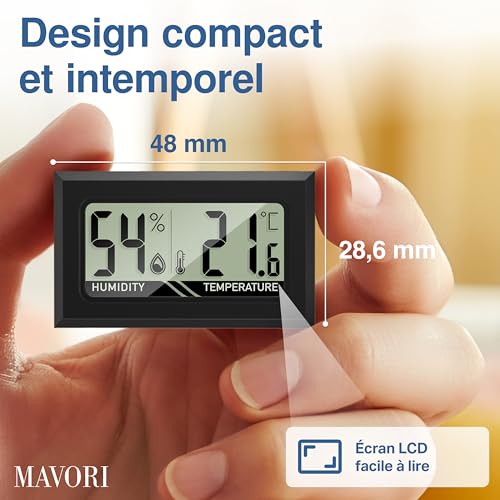 MAVORI® 5 pcs. Mini thermomètre hygromètre intérieur petit thermometre digital : Mesure précise de l'humidité intérieure et thermometre interieur pour la mesure de la température et de l'humidité – vue 5