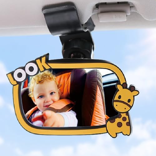 Baby Rearview Mirror For Car – Wide Angle Convex Safety Mirror, Adjustable, Fits Sun Visor – Keep An Eye On Infant/Toddler In Backseat