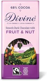 Divine 68% Cocoa Dark Chocolate with Fruit & Nut 90g Bar – Fairtrade Dark Chocolate – Juicy Fruit & Crunchy Nut Pieces – Ethical Premium Chocolate
