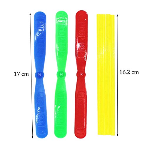 July miracle 10pcs Bamboo Dragonfly Hand Rub Plastic Propeller for Outdoor Toy Kids Gift Flying(Random Color)