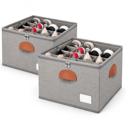 Image of 2 Pack Shoe Organizer for Closet Foldable Storage Box with Clear Cover | Fits 16-32 Pairs Boots and Heels Sneaker Sandals Stackable with Adjustable Divider Space Saving Dorm Grey