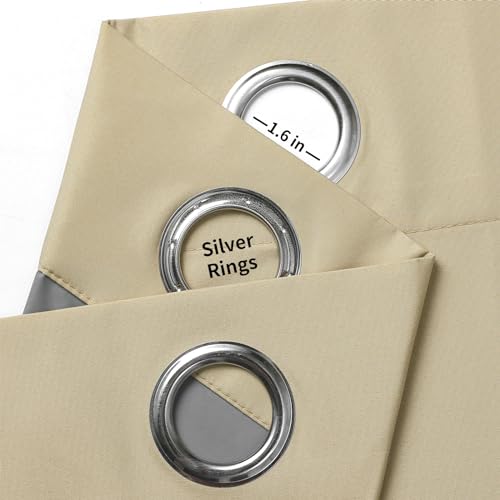 Image of Joydeco Beige Blackout Curtains 108 Inches Long, Extra Long Curtains for Living Room Bedroom, Grommet Total Room Darkening Drapes Grommets Solid Drapes for Bedroom Windows