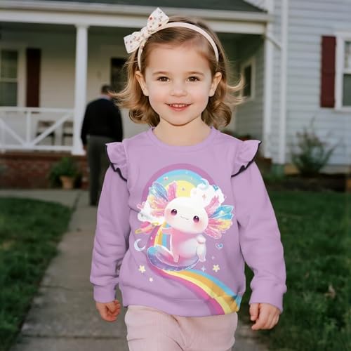 Girl Sweatshirt Clothes Ruffle Sleeves Girls Graphic Long Sleeve Sweatshirts Soft Toddlers Crew Neck Sweatshirt3