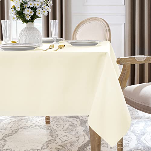 Softalker Rectangle Tablecloth Waterproof & Stain Resistant Table Cloth Wrinkle Free Fabric Washable 210Gsm Polyester Table Cover For Dining/Party/Buffet/Wedding (60X84 Inch, Ivory) #TOP2