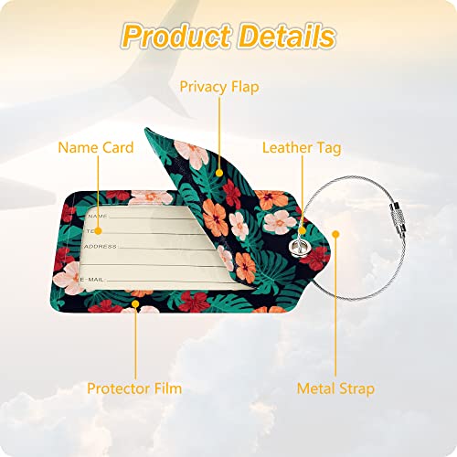 Image of Set of 2 Luggage Tag Suitcases Tag with Privacy Name Lable ID Card PU Leather Baggage Tags for Men Women Travel