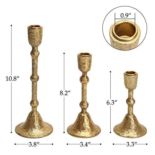 Nikky Home Gold Taper Candle Holders Set Of 3, Vintage Decorative Resin Candlesticks Centerpieces Decor For Dining Room Table Wedding Party Mantle Fireplace #TOP5
