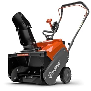 NOVUS Single Stage Gas Snow Blower, 18″ Clearing Width, 10.5″ Clearing Depth, 190° Remote Chute Control, Compact, Lightweight Design, Steel-Reinforced Rubber Auger, Recoil Start