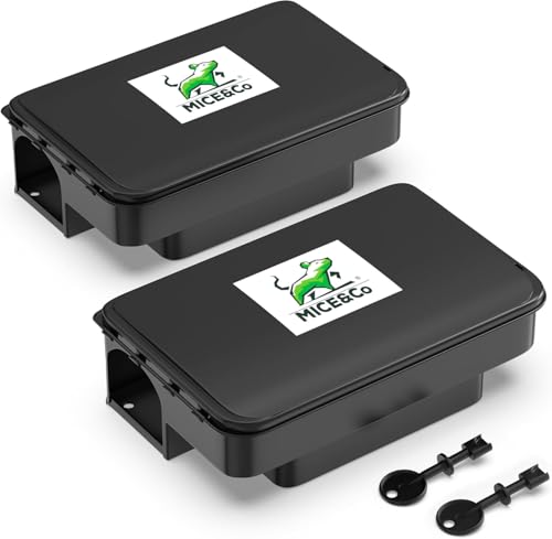 Mice&Co Rat Bait Stations 2 Pack – Lockable Rodent Traps for Outside & Inside – Heavy Duty,...