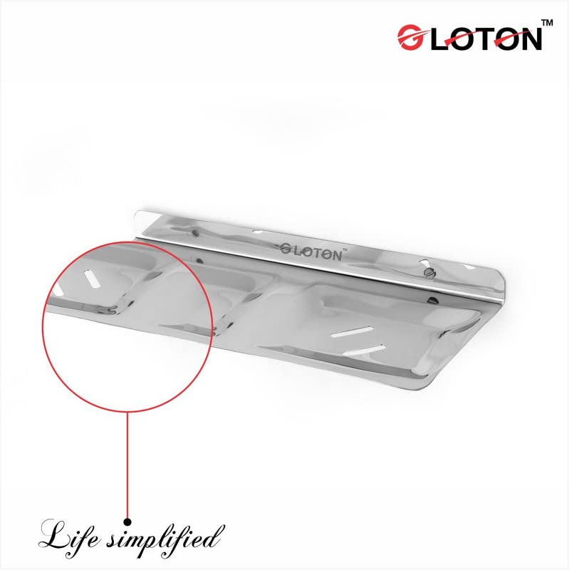 Image of GLOTON Wall Mount Stainless Steel Square Shape Double Soap Holder for Bathroom, Soap Stands for Wall, Tray for Bath Dish, Accessories and Fittings, Rust Free