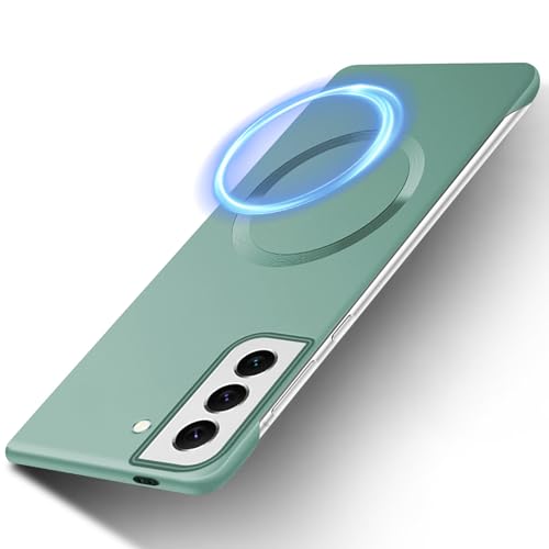 Coque Samsung S22 magnétique sans cadre et protection fine mate verte