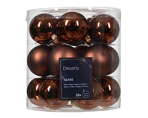Weihnachtskugeln Glas 4cm x 18 Stück - kleine Christbaumkugeln 40mm Espressobraun