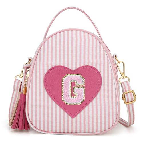 CLOUDWINGS Presentes de aniversário para meninas bolsa infantil personalizada com inicial bolsa tiracolo mochila para meninas, rosa