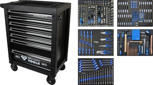 BRILLIANT TOOLS BT153347 Werkstattwagen mit 5 bestückten Schubladen mit 347 Werkzeugen [Powered by KS TOOLS]