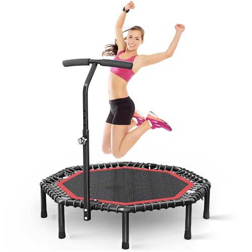 Wonlink 50' Octagonal Rebounder Trampoline for Adults, Fitness Rebounder with Quiet Bungees Cords, T-Adjustable Handle Bar, Exercise Rebounder for Adults Indoor/Outdoor Workout, Max Load 550 LBS