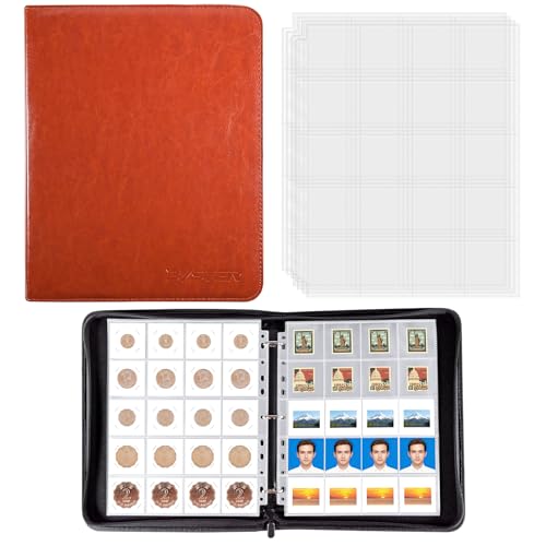 BYSTER Coin Collection Book, 30 Pack 600 Pockets Coin Sleeves, Coin Collection Holder Album, Coin Collection Organizer Storage Box Case (Coin Flips Not Included), Reddish Brown by BYSTER - Used condition - CA$33.59
