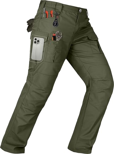 BLWINYUT Men's Tactical Pants Water Resistant Stretch Ripstop Cargo Pants Lightweight Military EDC Outdoor Work Hiking Pants Army Green 30W×30L