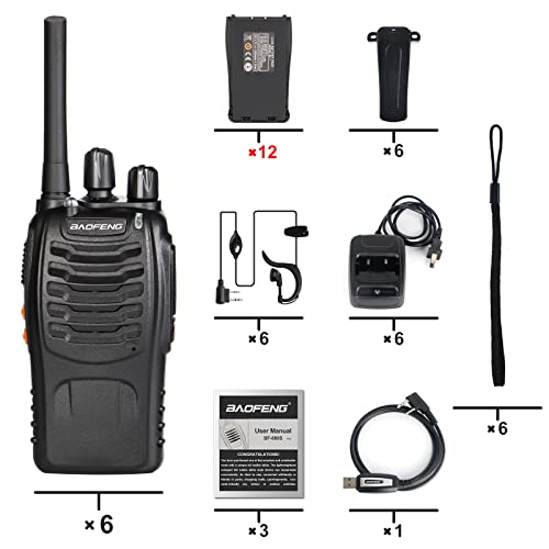 Baofeng Bf-88A Long Range Baofeng Walkie Talkies For Adults With 12Pcs 1500Mah Batteries License Free 2 Way Radio Upgrade Version Of Baofeng Bf-888S Two Way Radio(6 Pack) #TOP7