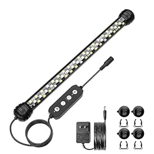 Led Aquarium Light with Timer, Submersible Aquarium Lights for Fish Tank, Fish Tank Light with Auto On/Off, 3 Lighting Modes, Adjustable Brightness (11 inch for 12-23inch Planted Tank), 7W