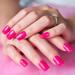 Glossy Press on Nails Solid Rose Pink Fa...