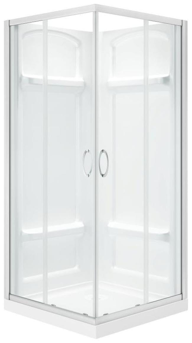 OVE Decors Breeze 36' Sliding Corner Shower Clear, Satin Nickel