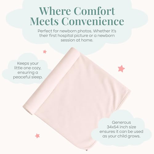 Image of Caden Lane Baby Swaddle & Receiving Blanket, Soft, Breathable & Temperature-Regulating Bamboo Viscose Fabric for Swaddling Newborns, Gender Neutral Infant Blanket for Boys & Girls, Pale Pink