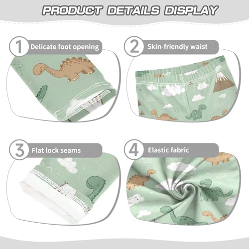 Boccsty Cute Green Dinosaurs Clouds Girls Leggings Kids Yoga Pants Dance Active Tights 4T3
