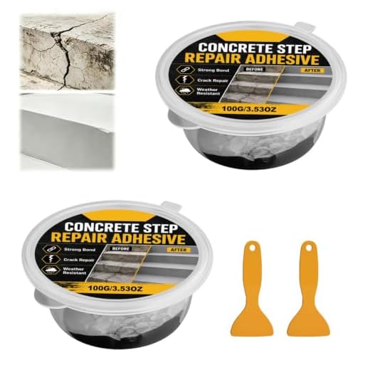 2Pcs Concrete Step Repair Adhesive, Restoration of Utdoor Concrete Steps, Cement Repair Adhesive, Heavy Duty Concrete Repair Adhesive,Strong Bond Formula, Quick Curing,(100g)