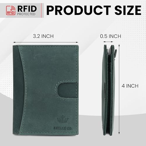Image of Genuine Leather RFID Blocking Card Holder Wallet for Men - Slim Minimalist Front Pocket Wallet with Card Puller & ID Window - Holds 10 Cards