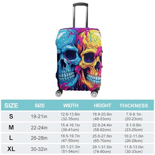 Two Different Skulls Luggage Cover Personalization Suitcase Covers Protector Elastic Washable Baggage Cover Anti-Scratch For Traveling, Aircraft Consignment XL2