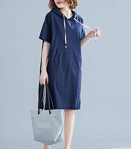 Amazon Co Jp Yyq Shop パーカーワンピース レディース 半袖 ワンピース 綿 麻 フード付き パーカー ロング丈 チュニック ゆったり 体型カバー ロングパーカー 大きいサイズ 夏 服 ファッション小物