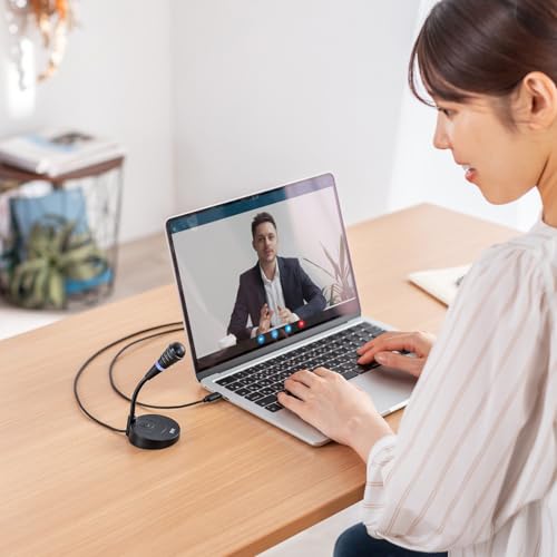 サンワサプライ USB Type-C マイク 単一指向性 スタンド型 ミュートボタン/LED付き フレキシブルアーム Windows/Mac/ChromeOS対応 MM-MCTC01BK