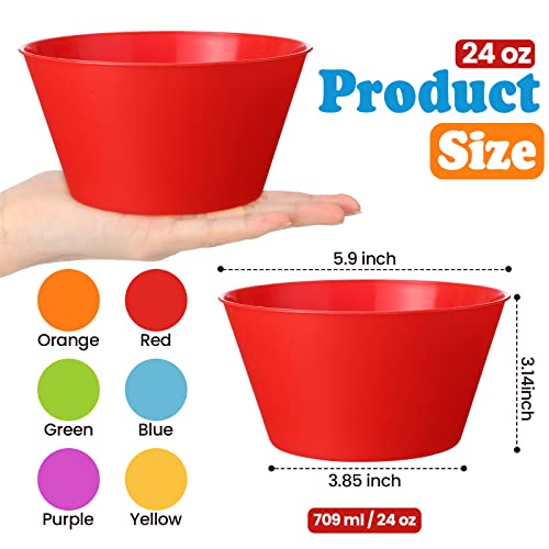 Mumufy 24-Piece Kids Unbreakable Plastic Bowls Set BPA Free, 6 Colors