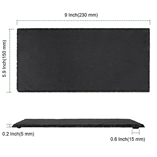 Pingeui 8 Pcs 9 X 6 Inches Black Slate Cheese Board, Rectangular Slate Stone Serving Plates With Natural Edge, Modern Slate Cheese Platter Tray Cutting Board For Cheese, Appetizer, Sushi, Charcuterie #TOP1