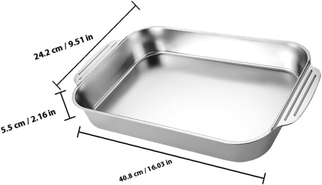 Roasting Pan Rectangular 41x24x5.3cm Stainless Steel for Baking