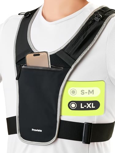 Prowiste Chaleco Running Mujer y Hombre – Porta Móvil para Correr Impermeable – Reflectante, Ligero y Ajustable – Seguro y Cómodo (L/XL)